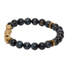 Salvatore Ferragamo Black and Gold Gancini Beaded Bracelet