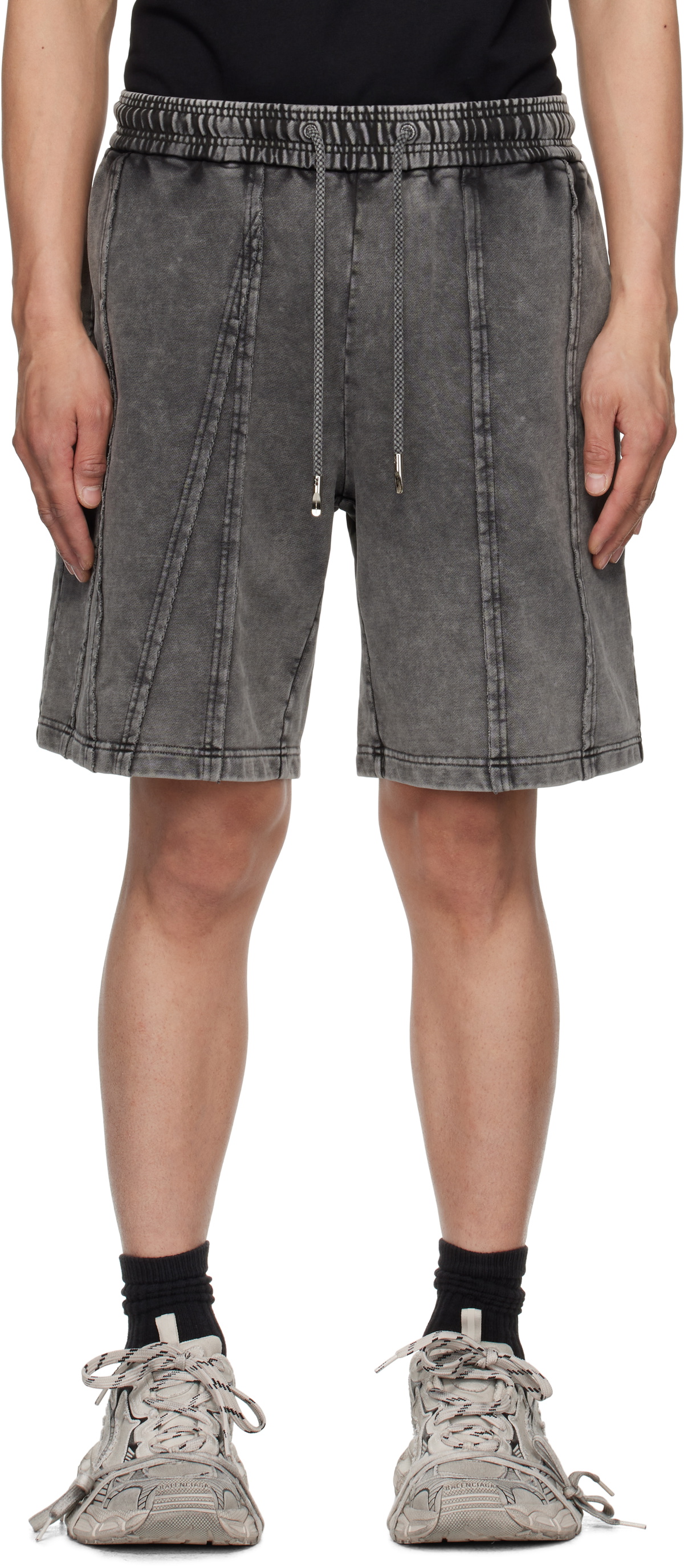 Feng Chen Wang Gray Tie Dyed Shorts