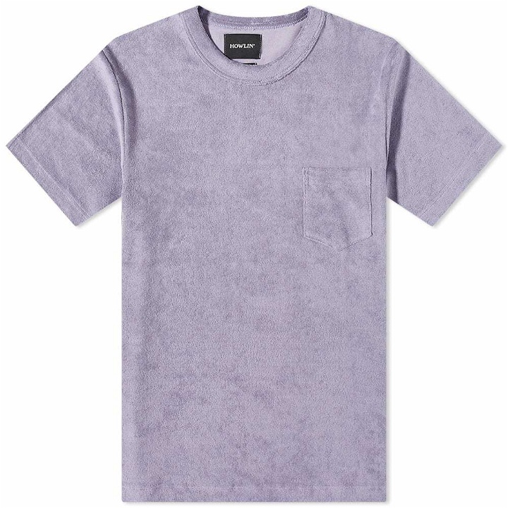Photo: Howlin by Morrison Men's Howlin' Fons Towelling Pocket T-Shirt in Soft Violet