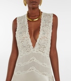 Saint Laurent - Crêpe satin and lace maxi dress