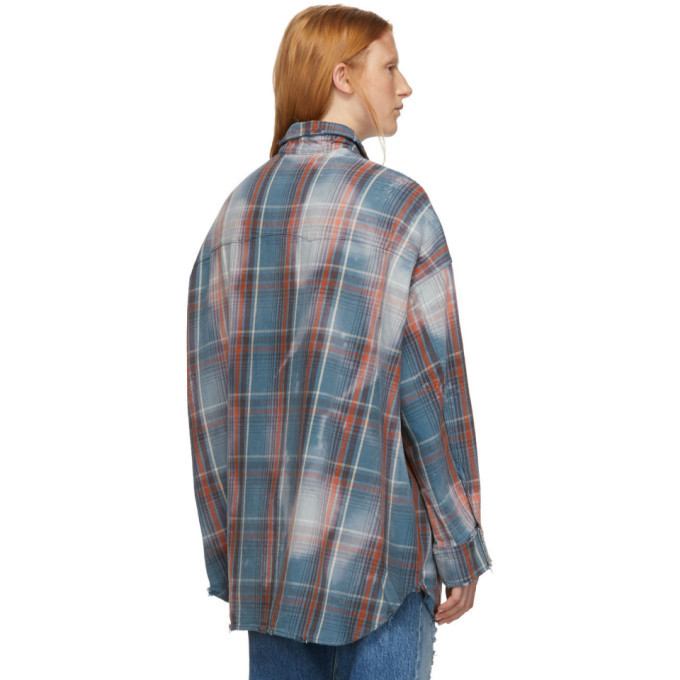 R13 Blue and Red Oversized Cowboy Shirt R13