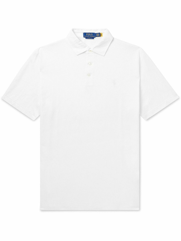 Photo: Polo Ralph Lauren - Logo-Embroidered Cotton and Linen-Blend Polo Shirt - White
