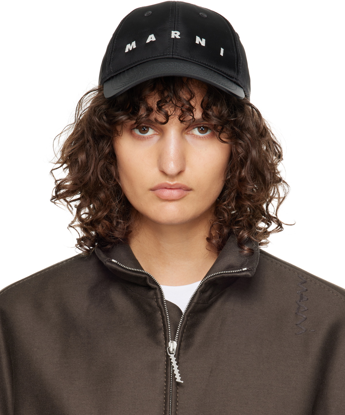 Marni Black Embroidered Logo Baseball Cap