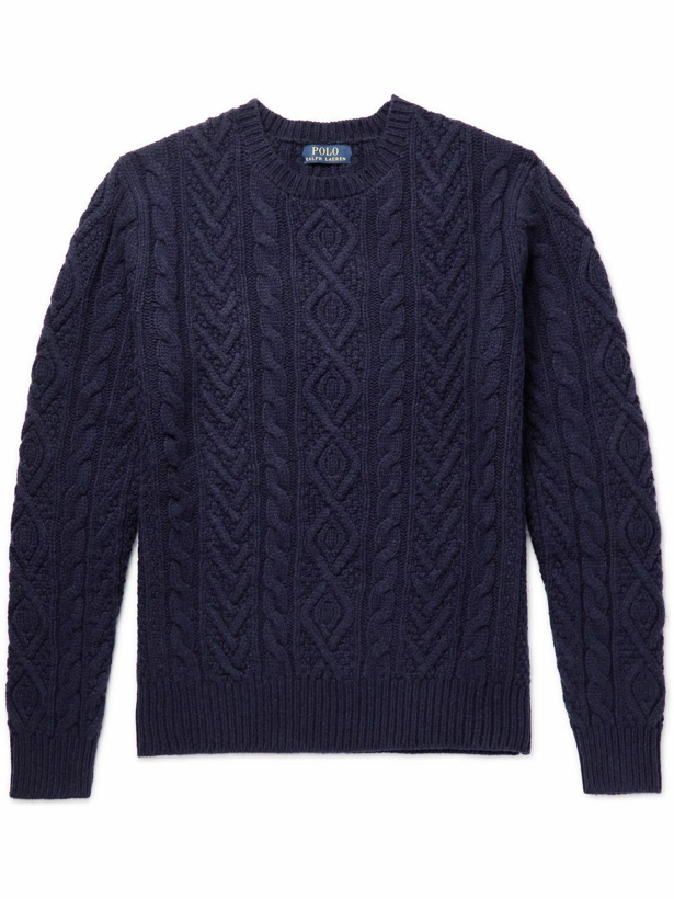 Photo: Polo Ralph Lauren - Cable-Knit Wool and Cashmere-Blend Sweater - Blue