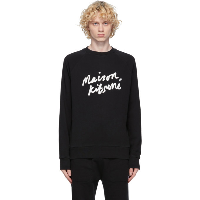 Maison Kitsune Black Handwriting Clean Sweatshirt