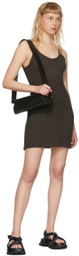 AMOMENTO Taupe Nylon Mini Dress