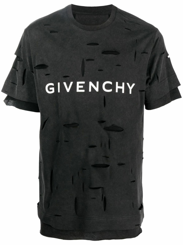 Photo: GIVENCHY - 2 Layers Logo Cotton T-shirt