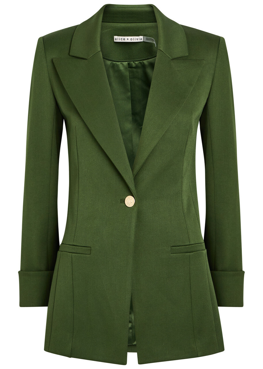 Alice + Olivia Burns Woven Blazer Dark Green