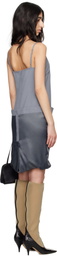 Commission Gray Fold-Up Slip Midi Dress