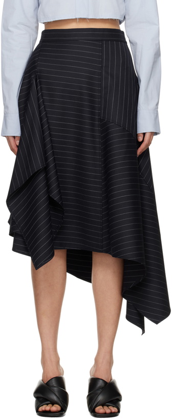 Photo: JW Anderson Navy Asymmetric Midi Skirt