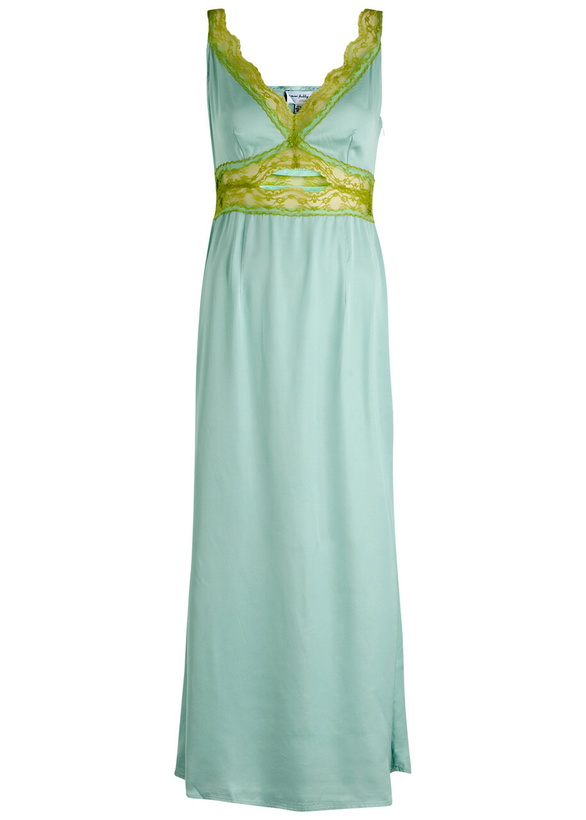 Photo: Never Fully Dressed Mimi Lace-trim Satin Midi Dress Blue
