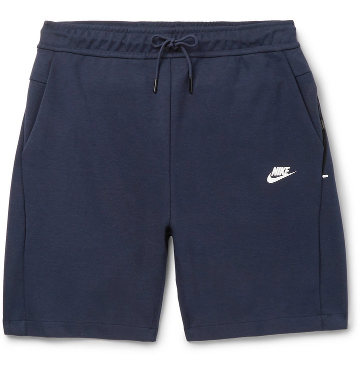 Photo: NIKE - Cotton-Blend Tech Fleece Shorts - Blue