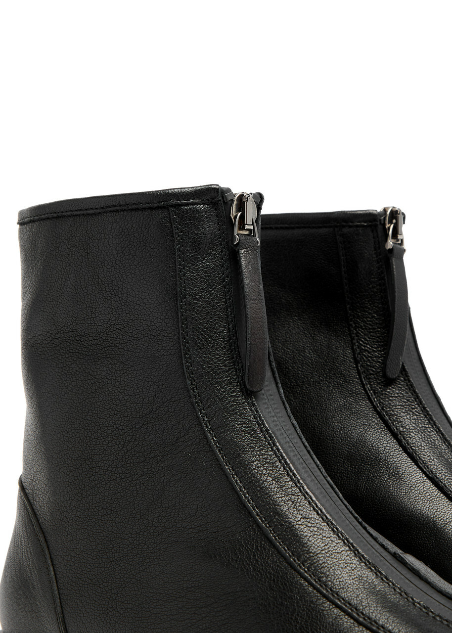 Legres Grained Leather Ankle Boots Black