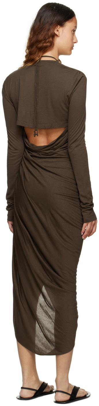 Helmut Lang Green Long Sleeve Halter Midi Dress Helmut Lang