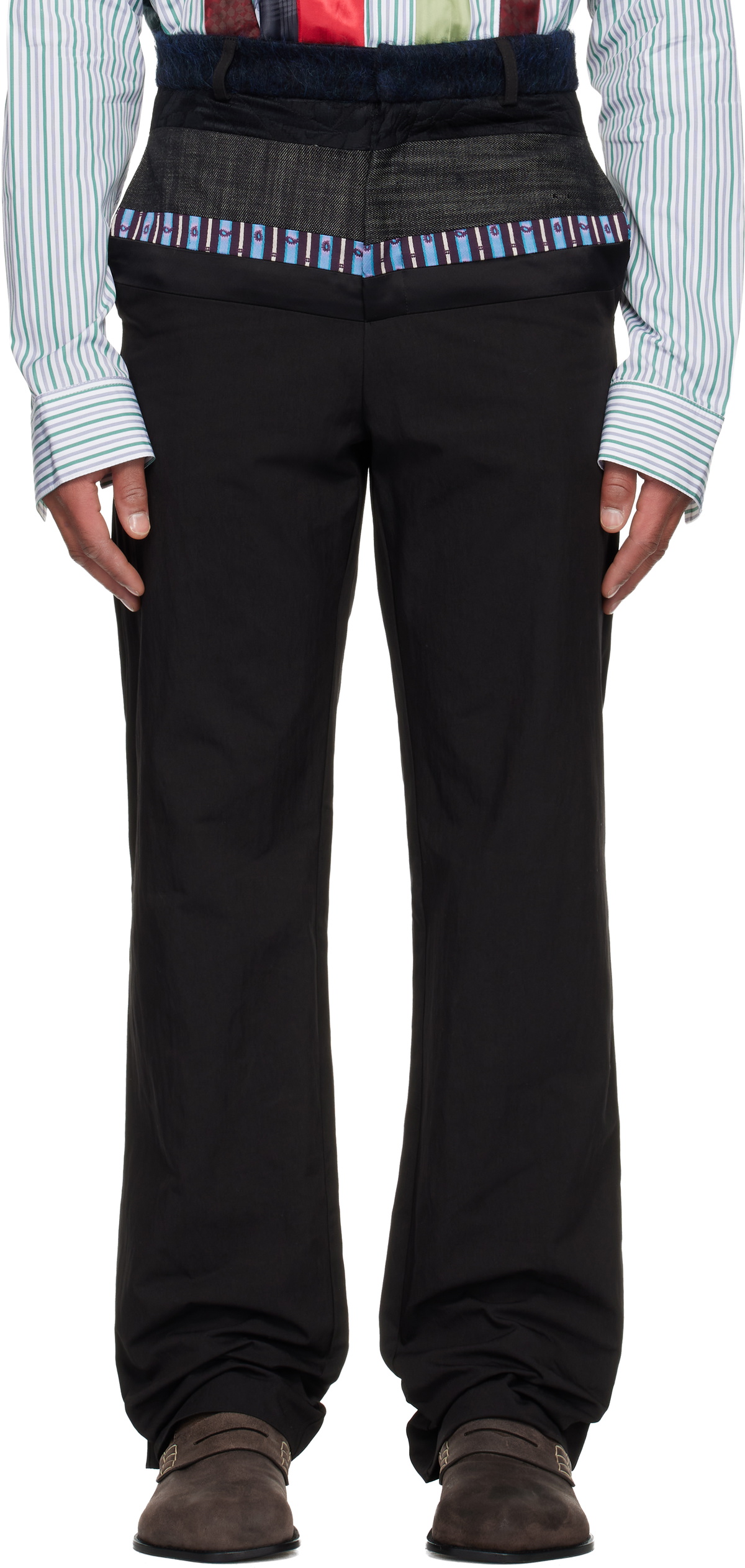 Edward Cuming Black Stacked Tailored Trousers