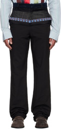 Edward Cuming Black Stacked Tailored Trousers
