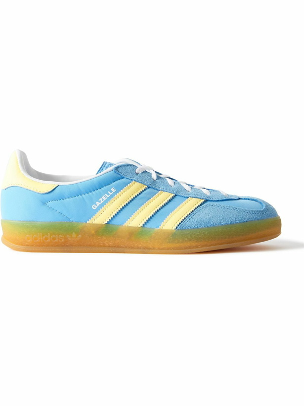 Photo: adidas Originals - Gazelle Indoor Leather and Suede-Trimmed Shell Sneakers - Blue