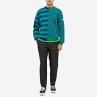 Kenzo Paris Men's Kenzo Split Striped Crew Neck in Grass Green