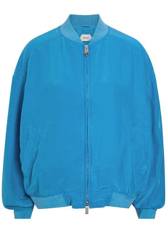 Photo: Versace Silk-poplin Bomber Jacket Blue