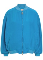 Versace Silk-poplin Bomber Jacket Blue