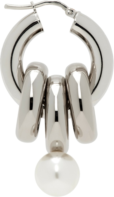 Photo: Simone Rocha Stacked Link Faux-Pearl Hoop Single Earring