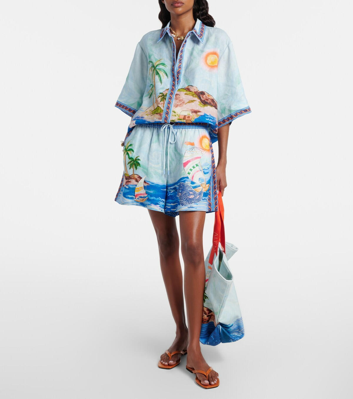 Alémais Printed linen shorts