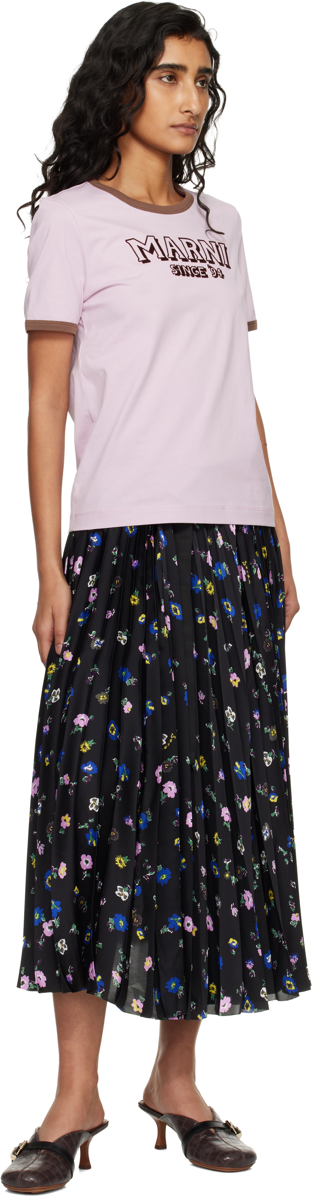 Marni Pink Flock Print Jersey T-shirt