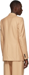 Dries Van Noten Beige Wool Pinstripe Blazer