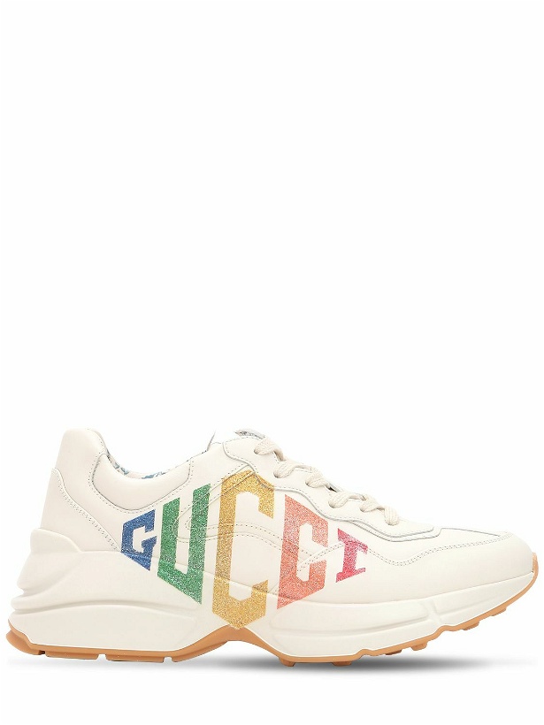 Photo: GUCCI - 50mm Rhyton Glitter & Leather Sneakers