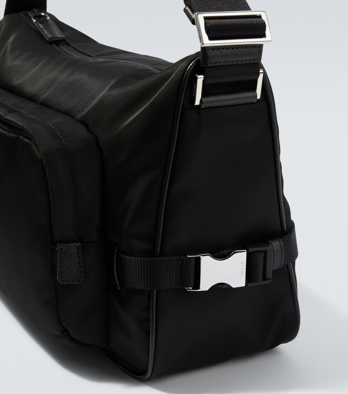 Prada Large leather-trimmed shoulder bag