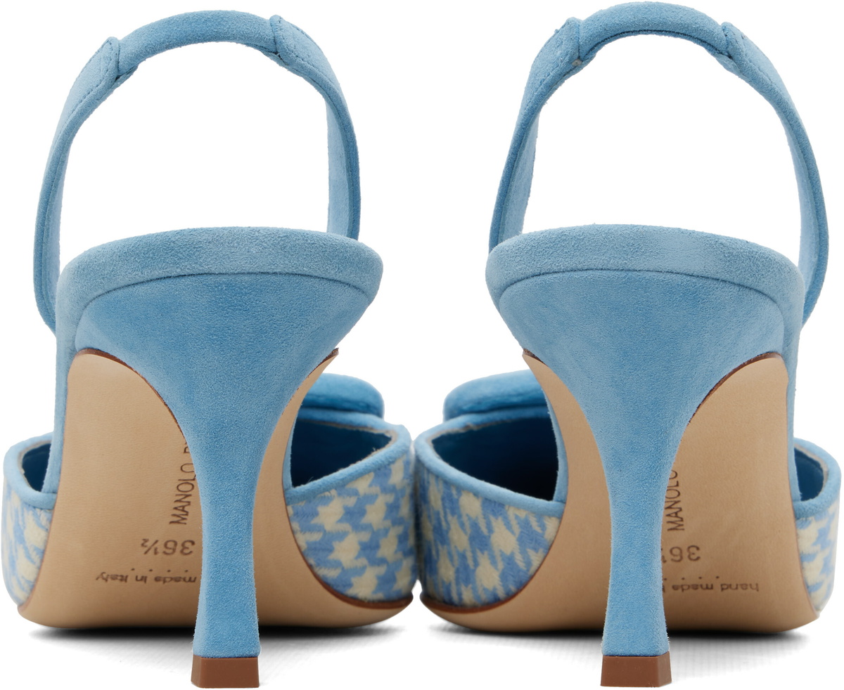 Manolo Blahnik Blue & White Mayslibi Heels