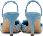 Manolo Blahnik Blue & White Mayslibi Heels