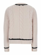 Blancha Black And White Crewneck Cardigan With Button Closure And Front Pockets In Fur Woman
