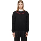 Palm Angels Black Curved Logo Knit Sweater