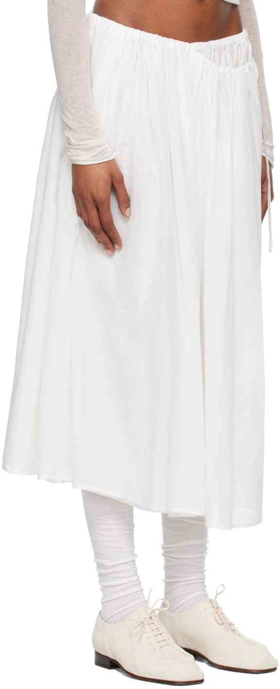 AMOMENTO White Shirring Maxi Skirt