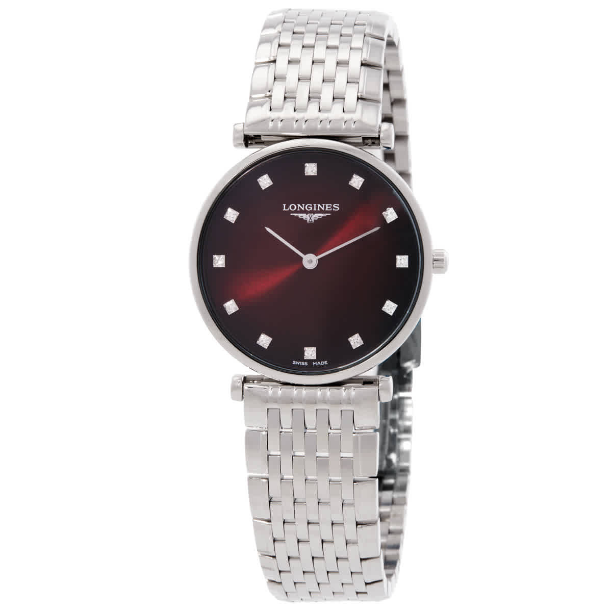 Longines La Grande Classique Quartz Diamond Red Dial Ladies Watch L4.512.4.91.6
