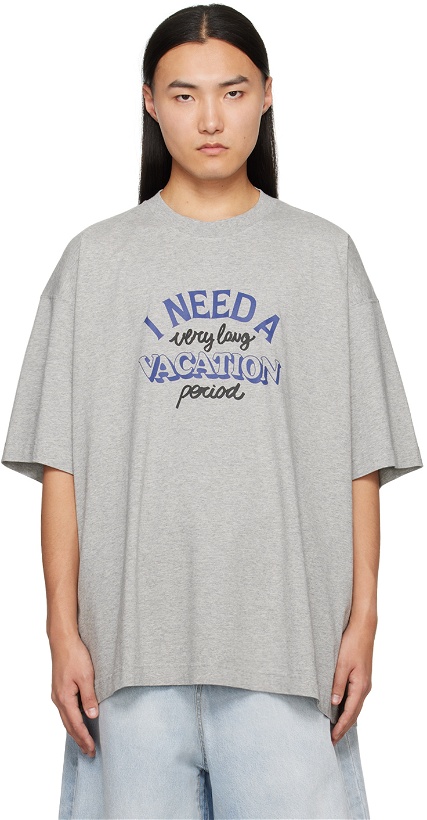 Photo: VETEMENTS Gray 'I Need A Vacation' T-Shirt