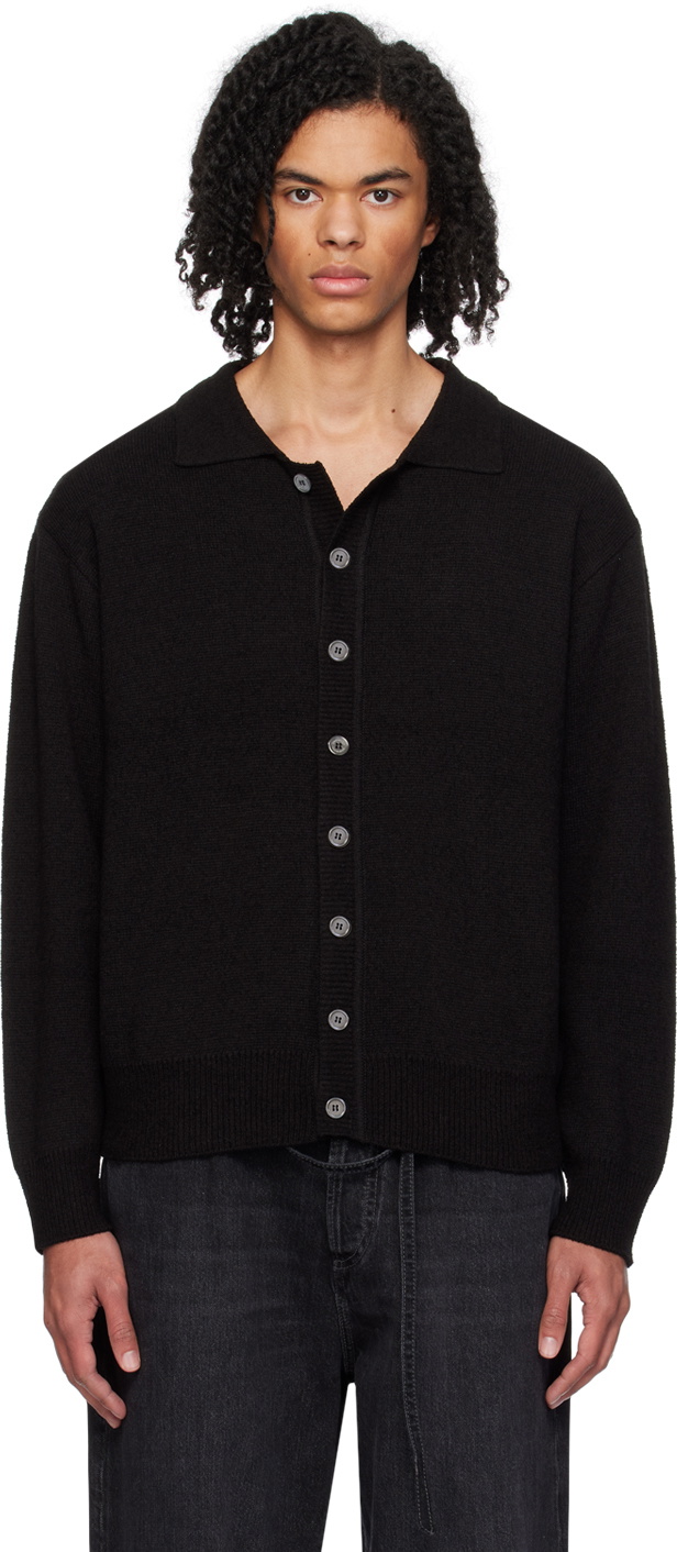 Dunst Black Spread Collar Cardigan