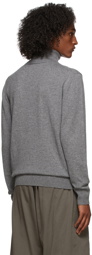 We11done Grey Cashmere Embossed Logo Turtleneck