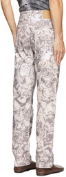 Serapis Grey Seashells Printed Jeans