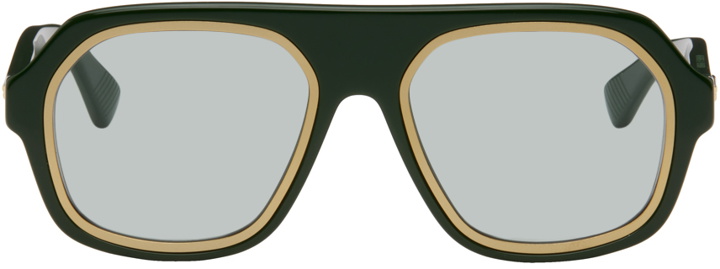 Photo: Bottega Veneta Green Rim Aviator Sunglasses