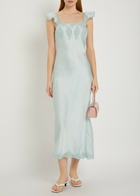 Loveshackfancy Karmine Lace-trim Satin Midi Dress Light Blue 2