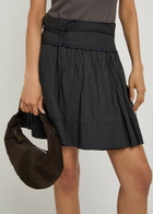 Lemaire Crinkled Cotton-blend Mini Wrap Skirt Dark Grey