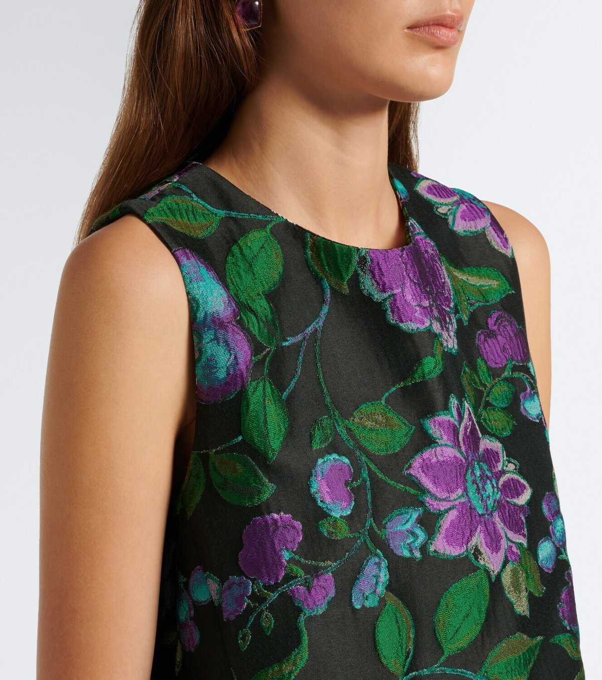 La DoubleJ La Scala feather-trimmed jacquard top