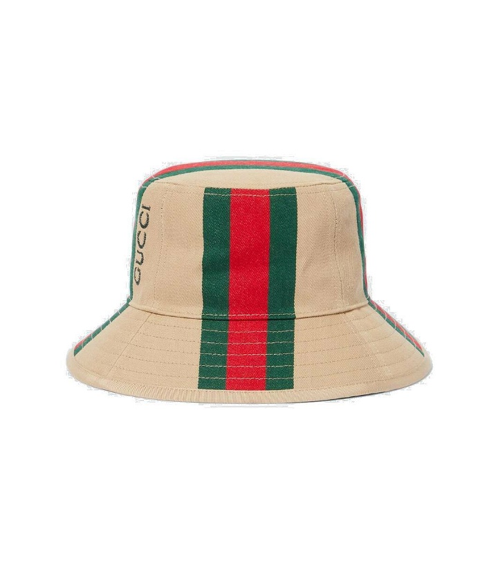 Photo: Gucci Logo printed cotton canvas bucket hat