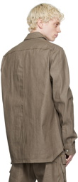 Rick Owens DRKSHDW Khaki Spread Collar Denim Shirt