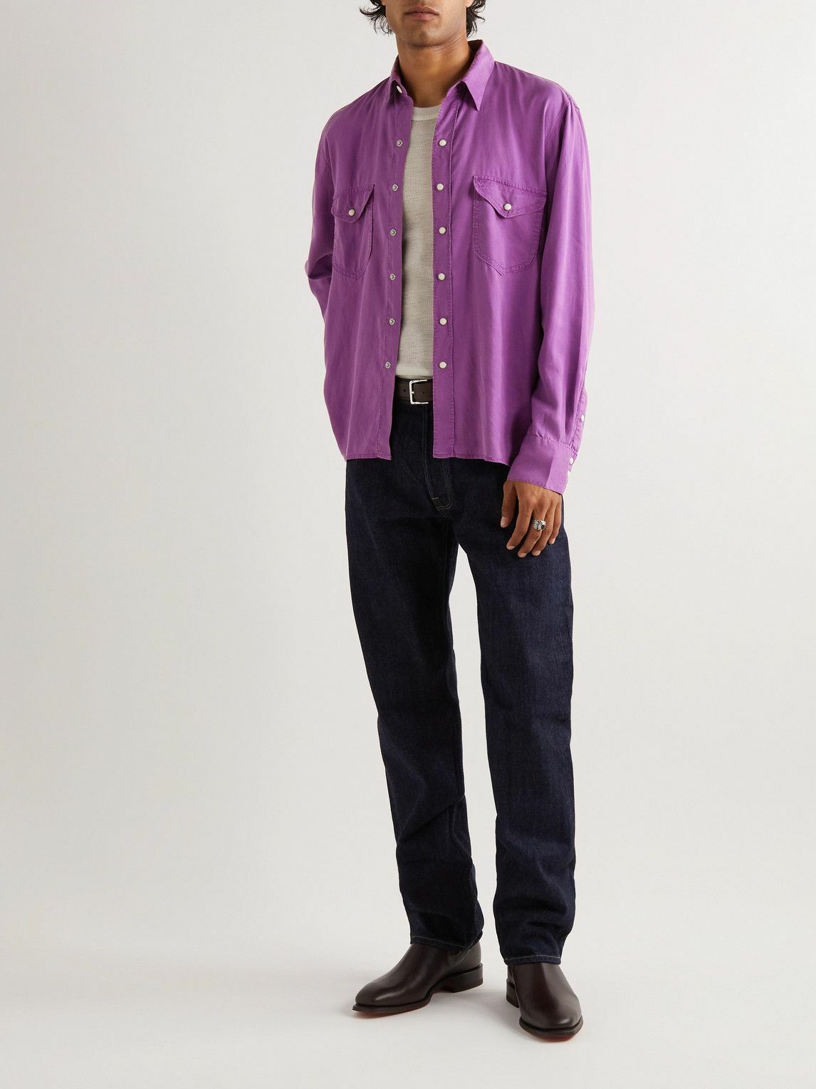 WYTHE NEW YORK - Throwing Fits TENCEL-Twill Shirt - Purple