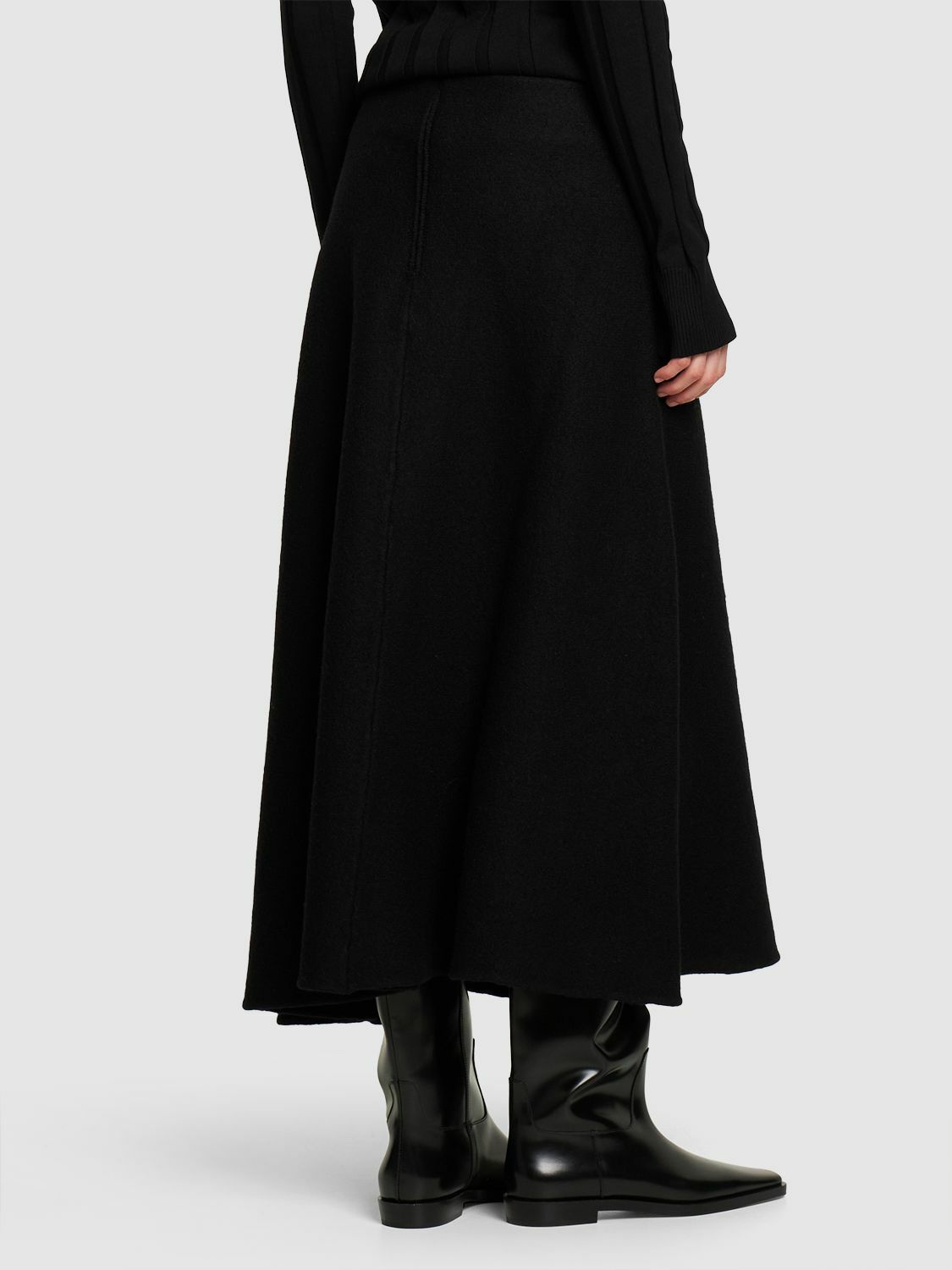 JIL SANDER - Boiled Wool Midi Skirt Jil Sander