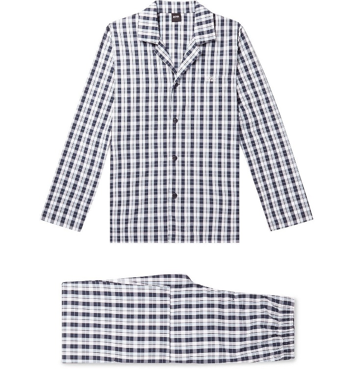 Photo: Hugo Boss - Checked Cotton-Poplin Pyjama Set - Black
