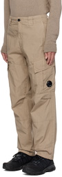 C.P. Company Beige Garment-Dyed Cargo Pants